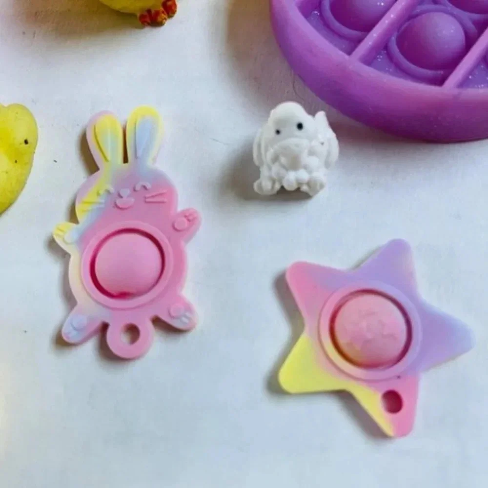 Assorted Rubber Kids Toy Bright Color Pink Yellow Chick Star Bunny Rabbit Moon